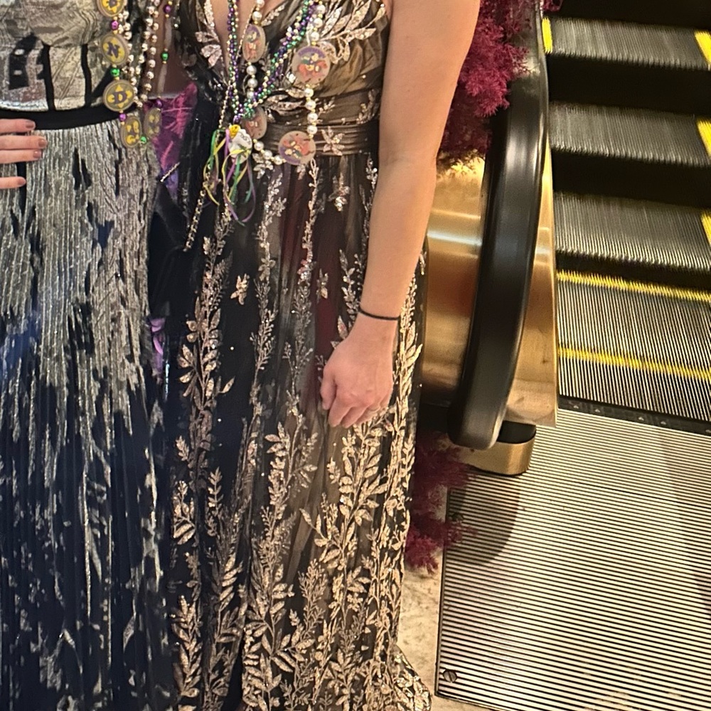 Elegant Black and Gold Evening Dress